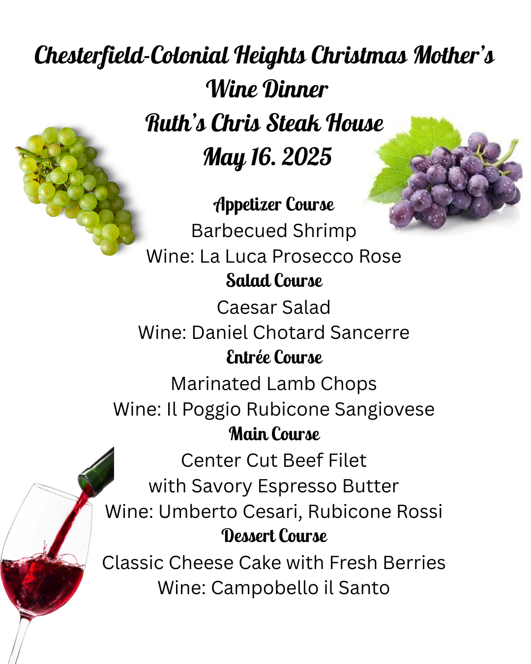 2025 Wine Pairing Menu